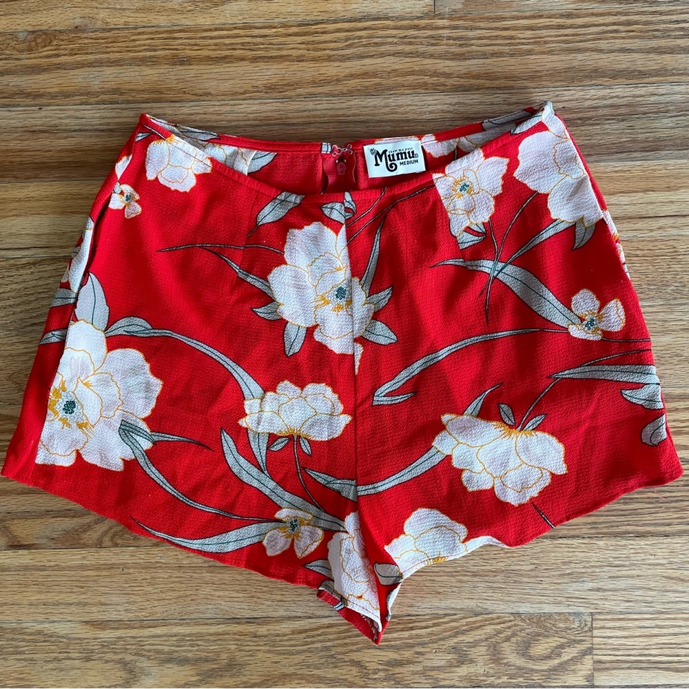 Show Me Your MuMu red floral lightweight Sawyer Shorts